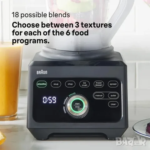 Блендер Braun Powerblend 9, 1600W, кана Tritan 2L, черен, снимка 6 - Блендери - 55962933