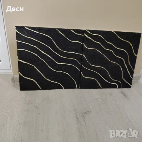 Ръчно изработена релефна картина – черно и златно ✨, снимка 3 - Пана - 56163024