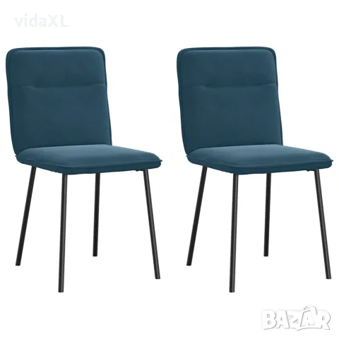 vidaXL Трапезни столове, 2 бр, сини, кадифе