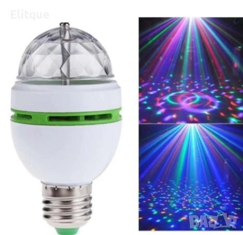 Диско LED лампа, въртяща се крушка - автоматично въртене с кристални топки, снимка 10 - Други - 52744907