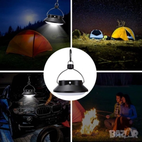 Соларна LED лампа с карабинер  