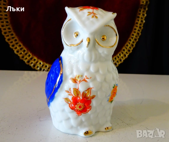 Японска порцеланова фигура Бухал,злато,кобалт. 