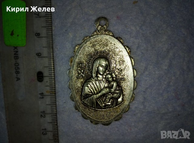 СТАРА ГРЪЦКА ИЗТОЧНОПРАВОСЛАВНА СРЕБРИСТА МЕТАЛНА НАГРЪДНА ИКОНКА 38832, снимка 5 - Антикварни и старинни предмети - 42116460