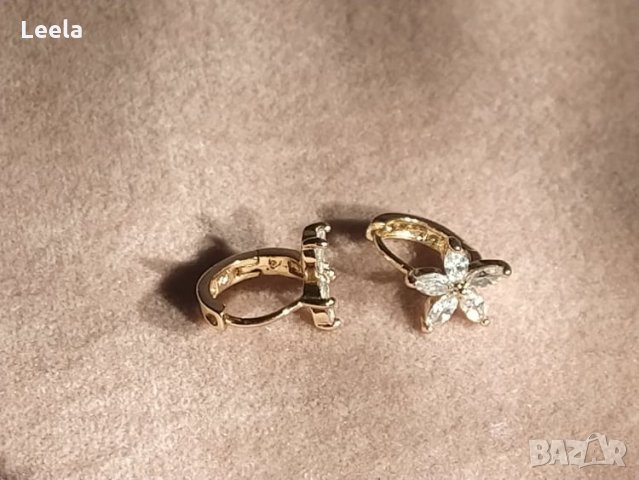 Позлатени обеци 14К злато, снимка 7 - Обеци - 35691520