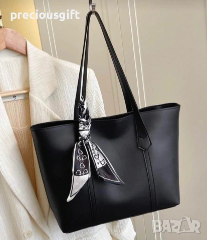 Дамска голяма черна чанта