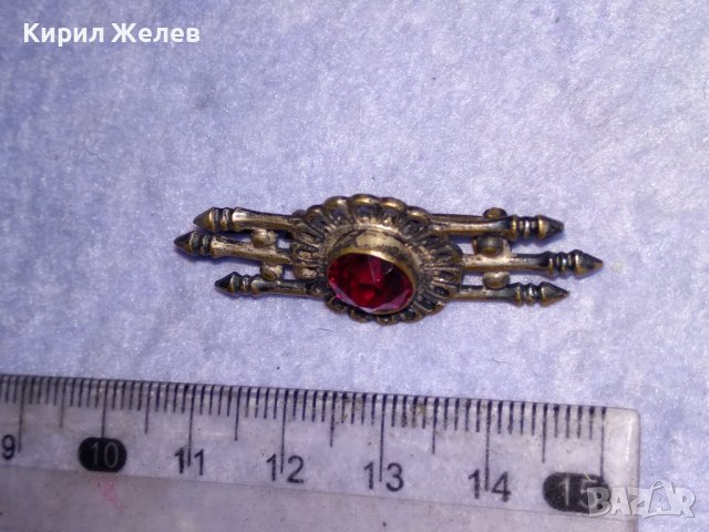 СТАРИННА СКЪПОЦЕННА ПОСРЕБРЕНА АЖУРНА РЕТРО БРОШКА с ЮВЕЛИРНО РЪЧНО ФАСЕТИРАН КАМЪК ГРАНАТ 38599, снимка 9 - Антикварни и старинни предмети - 41623042