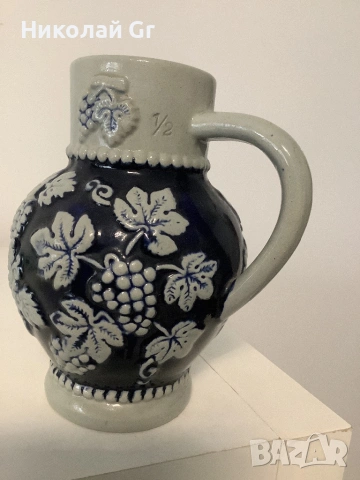 Кана за вино произведено в Германия 1970 години глазиране керамика отличен състояние, снимка 2 - Антикварни и старинни предмети - 53795558