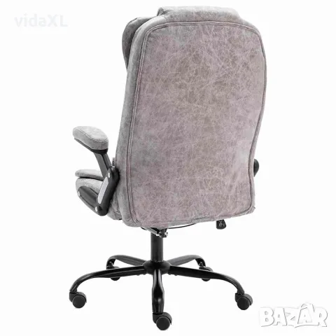 vidaXL Масажен офис стол, светлосив, изкуствена велурена кожа, снимка 3 - Столове за офис - 56146284