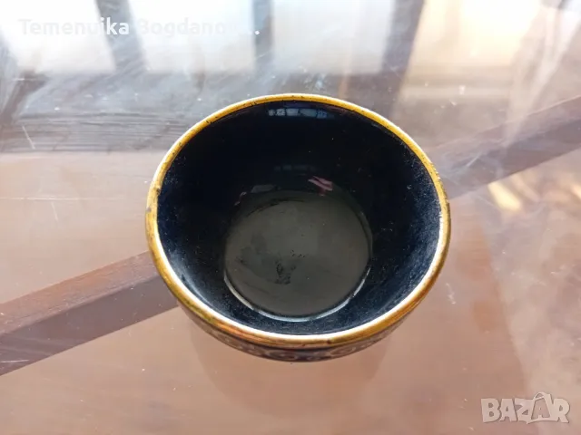 черна керамична купичка със златен кант - 2 броя, снимка 3 - Сервизи - 49304867