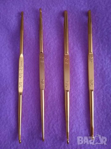 Двойни алуминиеви куки за плетене на една кука 4 бр. размер: 3/0-4/0-2.0 mm, 3/0-5/0, 4/0-8/0, 5/0-7