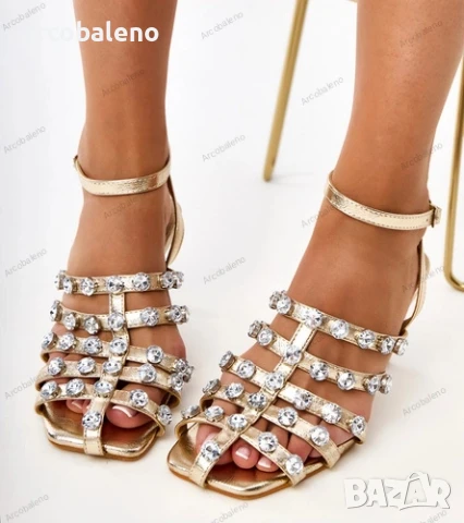 Дамски сандали на ток с циркони Emolla, 3цвята , снимка 6 - Сандали - 50665581
