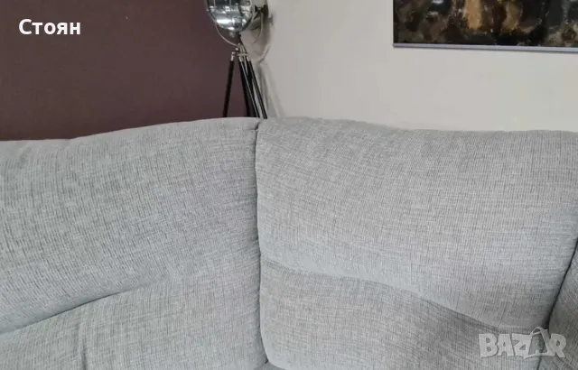 Сив ъглов диван от плат La-z-boy с електрически релаксиращ механизъм, снимка 12 - Дивани и мека мебел - 49936331
