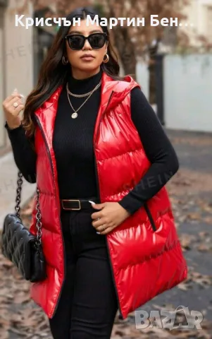 Подплатено Елече средна дължина без ръкави с качулка , снимка 3 - Якета - 47918295