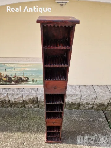 Страхотен висок антикварен дървен шкаф за дискове , снимка 4 - Антикварни и старинни предмети - 48530927
