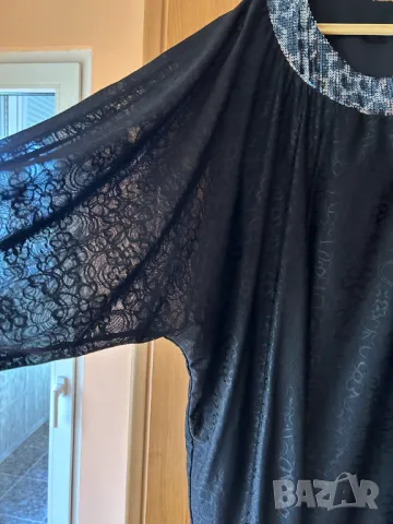 Елегатна Макси туника от дантела и пайети в черно! Размери 62, снимка 5 - Туники - 50243493