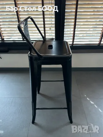 Метален Бар Стол с облегалка - черен , снимка 2 - Столове - 46947901