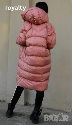Розаво дълго дамско зимно яке , снимка 2 - Якета - 49181088
