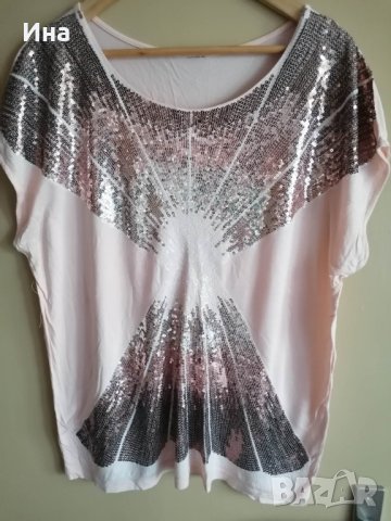 Дамска блуза тениска с пайети