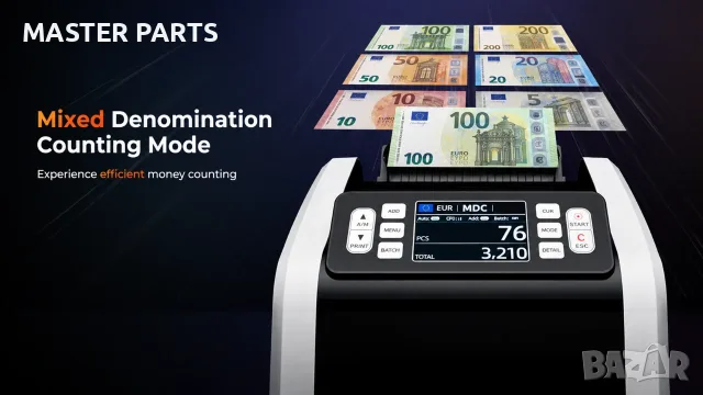ЕЦБ тествана професионална банкнотоброячна машина AL-N60D CIS Dual Display EUR USD, снимка 5 - Оборудване за магазин - 55955717