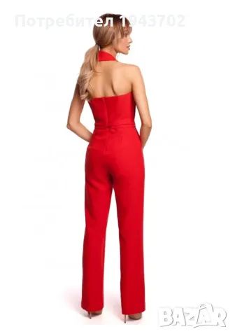 Елегантен дамски гащеризон в червен цвят M502 MOE, снимка 3 - Гащеризони - 47765184