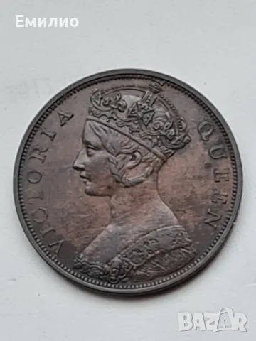 РЯДКА. ХОНГ КОНГ. ЕДИН ЦЕНТ 1863 год. 14 ПЕРЛИ