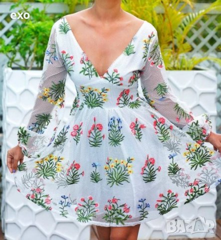 Секси рокля бродерия, Модерна флорална рокля, снимка 1 - Рокли - 41058854