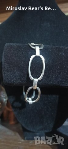 Елегантна масивна сребърна гривна , печати 925 , дълж. 20см , снимка 2 - Гривни - 35740857