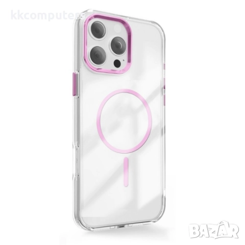 Силиконов кейс bSmart Clear Thin Magsafe, За iPhone 17 Pro (6.3), Розов и Протектор, снимка 2 - Калъфи, кейсове - 52493329