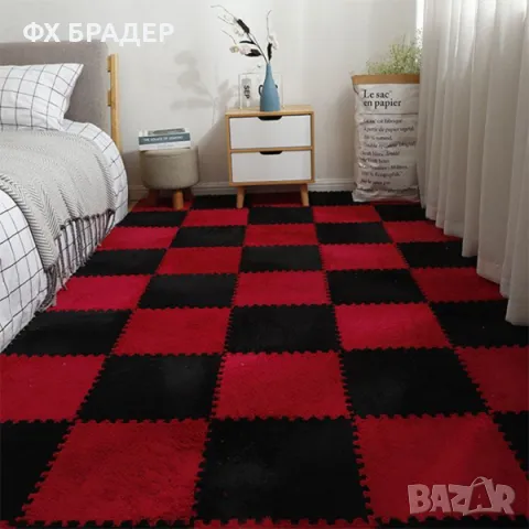 ПРОМОЦИЯ! Плюшена подложка за под от пяна - мек пъзел килим, комплект от 10 части, 30x30x1.2 см, снимка 6 - Килими - 48762838