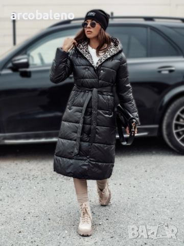 Дълго реверсивно ватирано дамско яке с качулка VELVETTI, 3цвята , снимка 3 - Якета - 47390331