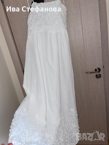 Нова бяла лятна парти коктейлна  елегантна дълга рокля декорация 3D 3Д  Reserved памук полиестер , снимка 2 - Рокли - 41550359