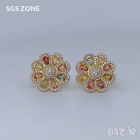 СРЕБЪРНИ ОБЕЦИ, ПОЗЛАТЕНИ С многоцветен ТУРМАЛИН 