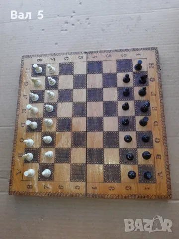 Стар дървен шах с табла, снимка 2 - Антикварни и старинни предмети - 47305452
