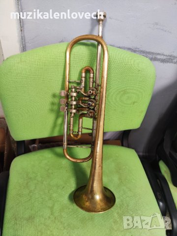 WELTKLANG Vintage Rotary Trumpet DDR - Ротари Б Тромпет  /ОТЛИЧЕН/, снимка 2 - Духови инструменти - 44257492