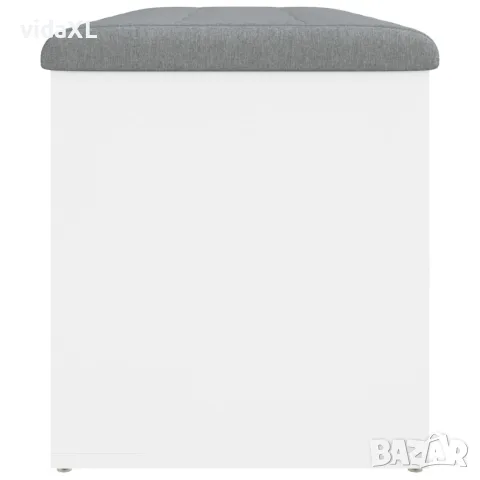 vidaXL Пейка за съхранение, бяла, 102x42x45 см, инженерно дърво, снимка 7 - Маси - 56148136