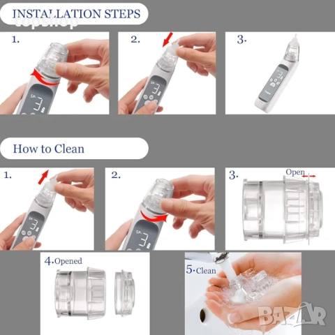 Чисто нов запечатан Бебешки назален аспиратор, електрически дълготрайни USB акумулаторни бебешки..., снимка 7 - Други - 52372220
