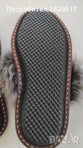 Дамски пантофи с вълна и естествен косъм номер 38, снимка 3 - Пантофи - 52774174