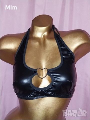 85 С Черно кожено бюстие/сутиен/
