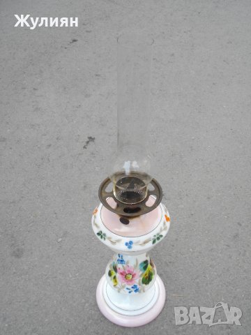  СТАРА РЪЧНО РИСУВАНА ГАЗЕНА ЛАМПА, снимка 4 - Антикварни и старинни предмети - 42203785