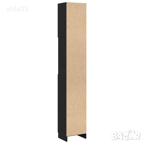 vidaXL Шкаф за баня, черно и дъб, 32x25,5x190 см, инженерно дърво, снимка 8 - Шкафове - 56148374