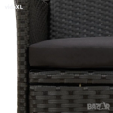 vidaXL Градински столове с възглавници, 2 бр, полиратан, черни(SKU:316681), снимка 2 - Градински мебели, декорация  - 52563338