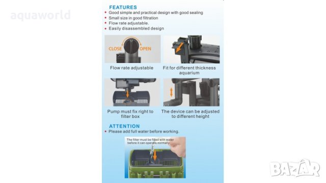 "ПРОМОЦИЯ" Окачен филтър Rs-940 6W 500l/h, снимка 3 - Оборудване за аквариуми - 41376574