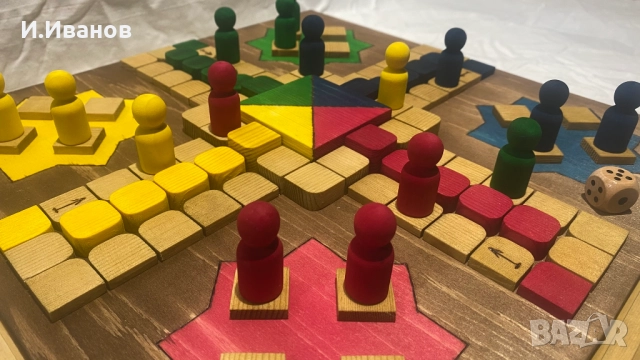 Продавам дървена игра 3 в 1, Не се сърди човече, дама и табла. Нова., снимка 5 - Настолни игри - 52672853