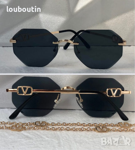 Valentino дамски слънчеви очила Осмоъгълник с верижка синджир, снимка 3 - Слънчеви и диоптрични очила - 44682891