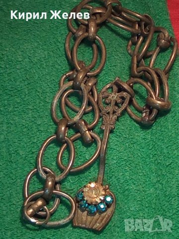 БРОНЗОВА ЛЪЖИЧКА ВИСУЛКА ВИНТИДЖ с КРАСИВИ БЛЕСТЯЩИ КАМЪНИ и ВЕРИЖКА 3924, снимка 10 - Колиета, медальони, синджири - 30550058