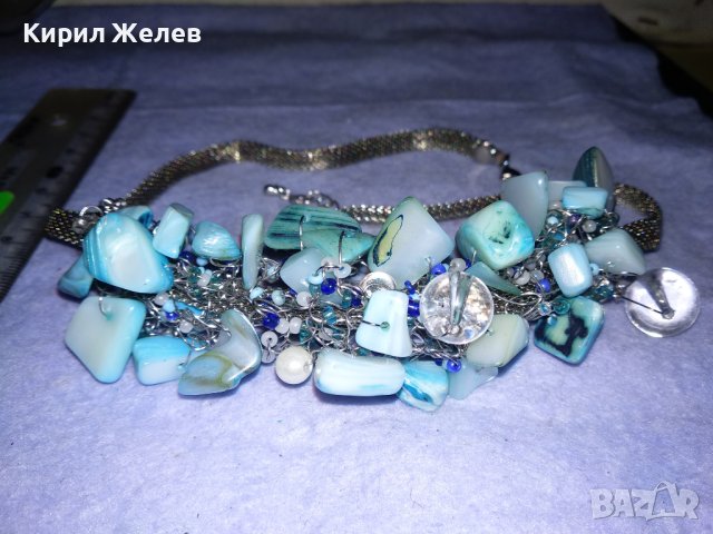 ПРЕКРАСНА ОГЪРЛИЦА от КРАЛСКИ СЕДЕФ МЪНИСТА и ПЛАНИНСКИ КРИСТАЛ и СРЕБРИСТ МЕТАЛ 38918, снимка 4 - Колиета, медальони, синджири - 41837020