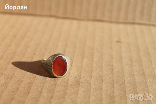Стар сребърен възрожденски пръстен с карнеол, снимка 1 - Пръстени - 35806088