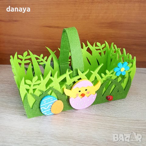 1411 Великденска кошница с дръжка панер за великденски яйца и лакомства, снимка 5 - Декорация за дома - 40214176