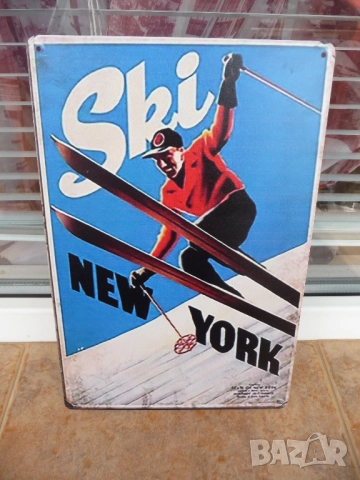 Метална табела разни Ски Ню Йорк скокове слалом щеки маркови зима спорт алпийски дисциплини спускане