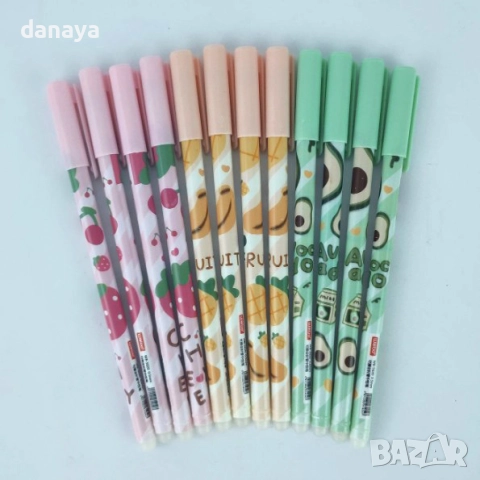 6114 Изтриваем химикал с гума тънкописец с черно мастило Плодчета, снимка 6 - Ученически пособия, канцеларски материали - 51627556